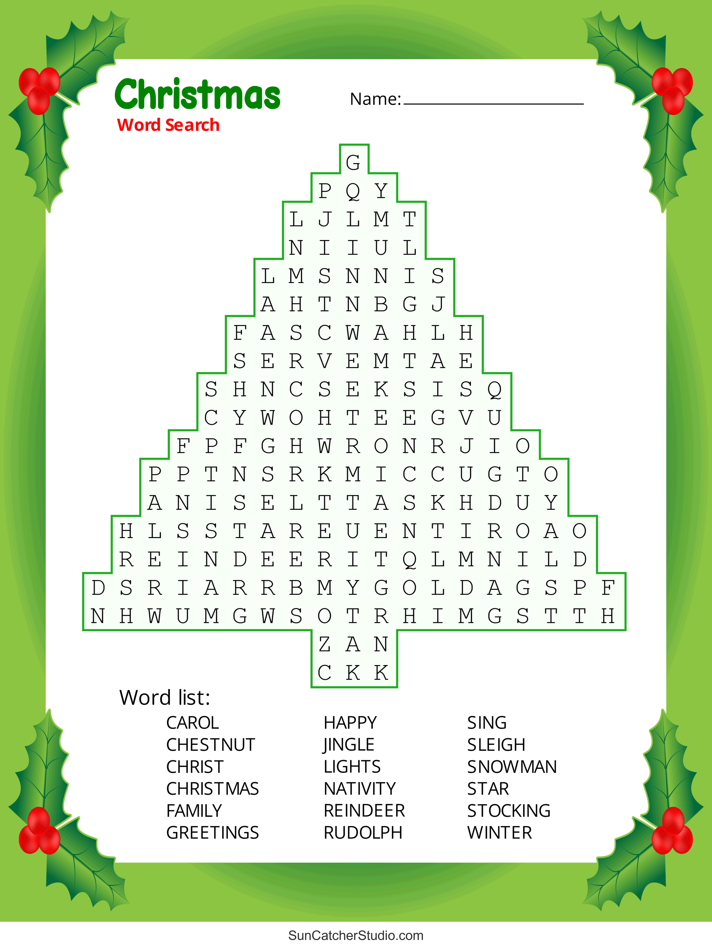 christmas word search (free printable pdf puzzles) – free